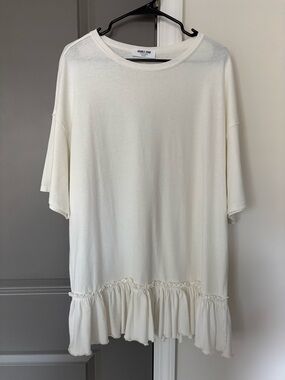 Double Zero Cream Ruffle Top